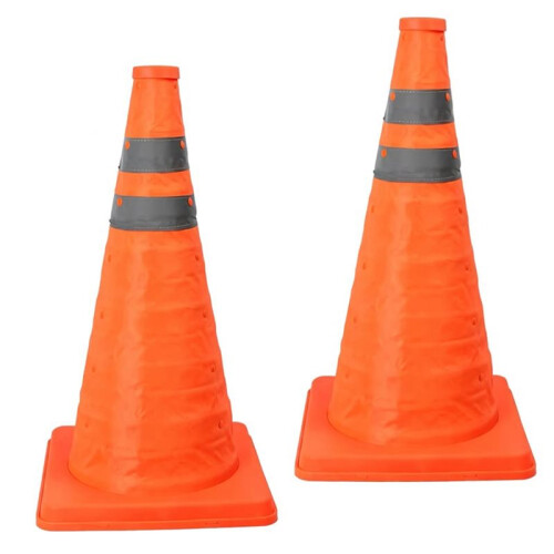 Foldable Traffic Cones, 2 Pack - High Visibility Safety Cones for Roadside, Construction, and Emergency Use