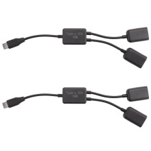 2X Type C OTG USB Male to Dual 2.0 Female OTG Charge 2 Port HUB Cable Y Splitter