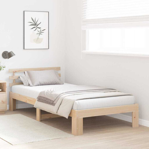VidaXL vidaXL Bed Frame with Headboard Natural 80 x 200 cm Solid Pine Wood 2