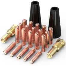 Flux Core Welding Torch Accessories Kit 24Pcs, 20x.035 Tips & 2xFlux Core Nozzles & 2x Diffusers,for 14AK Welding