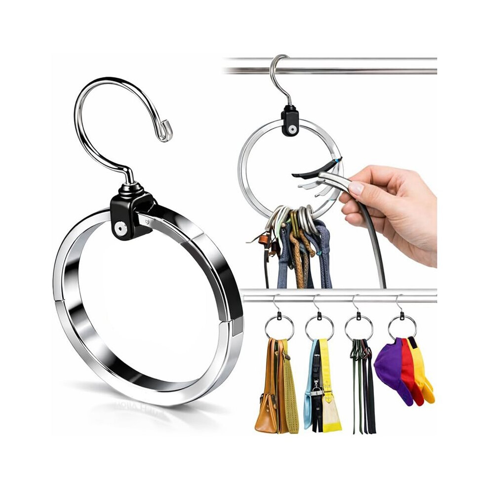 Saudism Closet Space Saver - Premium Rotating Aluminum Organizer For Belts, Ties, Hats & Handbags - Heavy Duty 360 Swivel