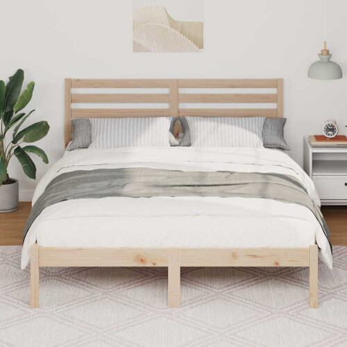 VidaXL vidaXL Bed Frame with Headboard Brown 120 x 190 cm Solid Pine Wood 2