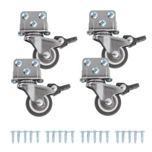 Side Mount Casters,Casters Set of 4 with Brake,L-Shape Plate Small Wheels for Furniture,Cabinet Casters,1.25In(L-Shape)