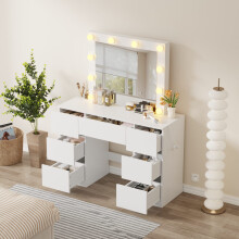 WestWood Dressing Table Large Vanity Desk LED Mirror 7 Drawers Charging Station