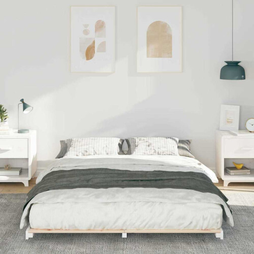 VidaXL vidaXL Floor Bed Frame White 150 x 200 cm Solid pine wood 2