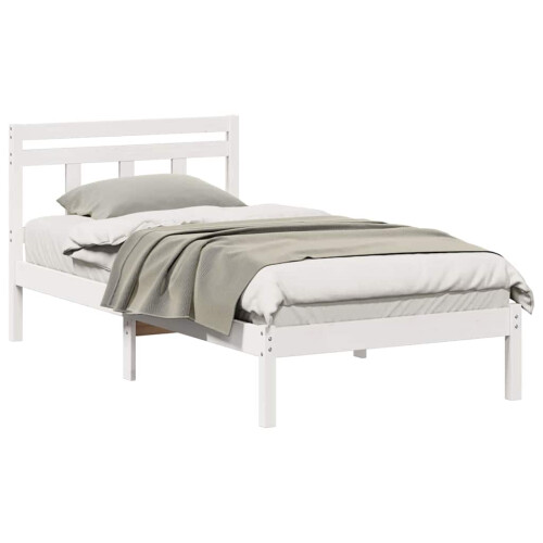 VidaXL vidaXL Bed Frame White 90 x 190 cm Solid Pine Wood 2
