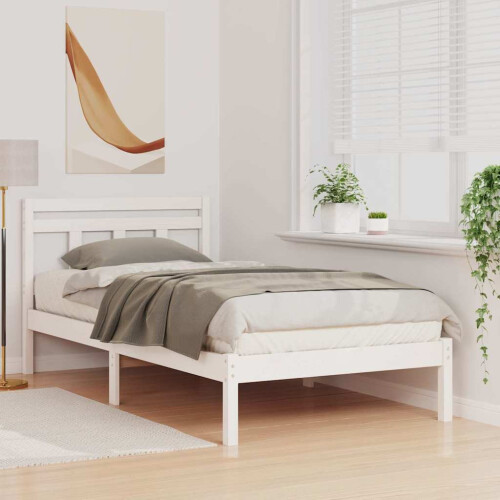 VidaXL vidaXL Bed Frame White 80 x 200 cm Solid Pine Wood 2