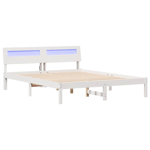 VidaXL vidaXL Bed Frame with Headboard White 150 x 200 cm Solid Pine Wood 1