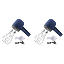 2X Cordless Hand Mixer Twin Stick Electric Whisk USB Rechargeable Handheld Electric Mixing 3 Speed Egg Beater for Baking
