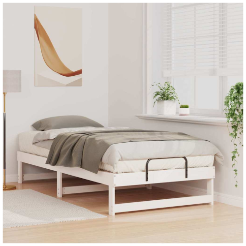 VidaXL vidaXL Bed Frame White 90 x 190 cm Solid Pine Wood 2