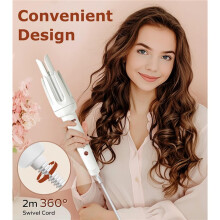 Automatic Curling Iron Portable Hair Curler Travel Curling Wand Fast Heating Anti-Scald Anti-Tangle Rotating Automatic Shut-Off for Home Hair Styling
