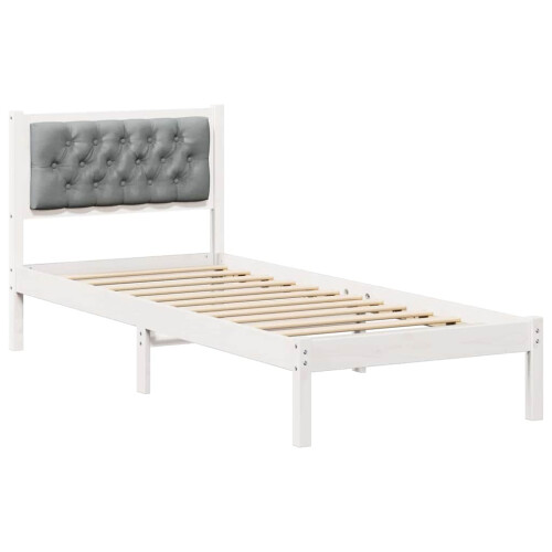 VidaXL vidaXL Bed Frame with Headboard Light Grey 90 x 190 cm Solid Pine Wood 1