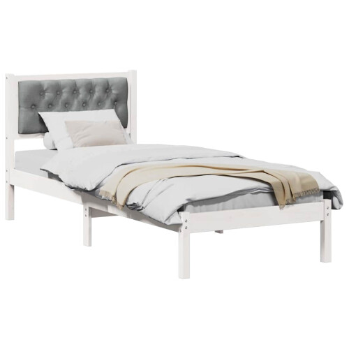 VidaXL vidaXL Bed Frame with Headboard Light Grey 90 x 190 cm Solid Pine Wood 2