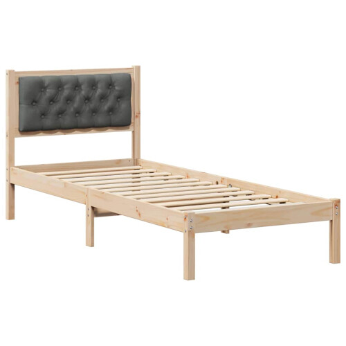 VidaXL vidaXL Bed Frame with Headboard Dark Grey 90 x 190 cm Solid Pine Wood 1