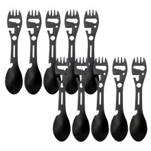 Outdoor Multifunctional Stainless Steel Fork Spoon Can Opener Opener Wrench Kit 5 in 1 Survival Tool Camping Gear