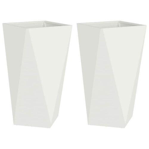 VidaXL vidaXL Planter 2 pcs White 40 x 40 x 75 cm Steel 1