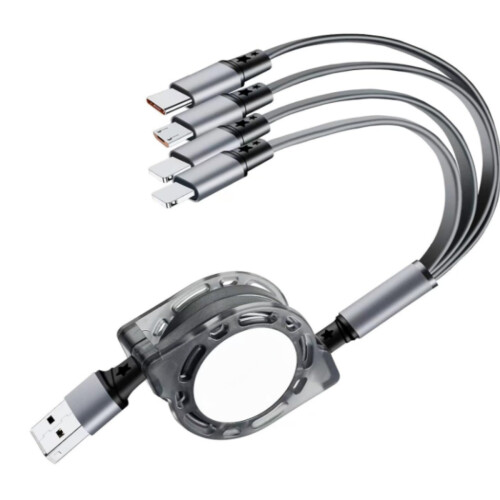 Shrink three-in-one data cable fast charging three-head one-to-three mobile phone charging cable_M