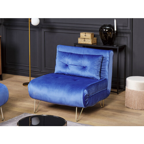 Beliani Single Sofa Bed VESTFOLD Velvet Navy Blue 1