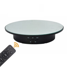 Plateau tournant électrique 20 cm avec télécommande, compatible avec le streaming en direct et support rotatif (noir) : Cadeau surprise noir