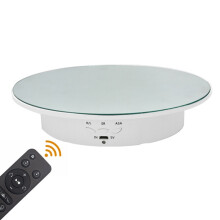 20Cm Compatible Remote Control Electric Turntable Live Streaming Rotating Display Stand (White) :white Surprise Gift
