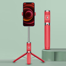 Perche à selfie Bluetooth avec cadre intégré compatible avec le streaming en direct (Rouge Chine) : Cadeau surprise Rouge Chine