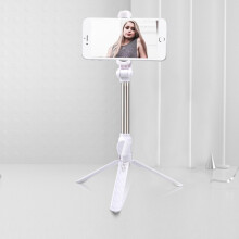 Perche à selfie trépied Bluetooth avec support pour téléphone et diffusion en direct (blanc) : Cadeau surprise blanc