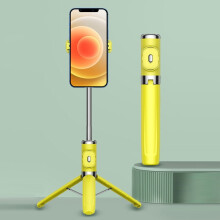 Perche à selfie Bluetooth avec cadre intégré compatible avec le streaming en direct (Jaune citron) : Cadeau surprise jaune citron