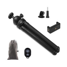 Baguayu Treppiede da tavolo pieghevole in silicone per fotocamera con controller Bluetooth + adattatore + clip per telefono + borsa portaoggetti + vi