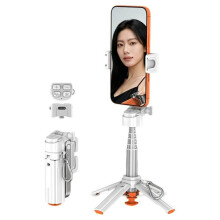 Support de téléphone portable T13Y en alliage de zinc avec trépied extensible et perche à selfie Bluetooth (blanc) : cadeau surprise blanc