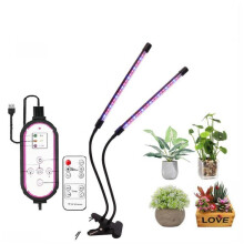 Clip de luz de cultivo de plantas de dos cabezales, luz solar de espectro completo compatible con suculentas, hierbas y plántulas, con control remoto