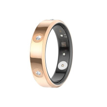 De HR01 Smart Ring maat 7 ondersteunt hartslagmeting, zuurstofverzadiging in het bloed, slaapmonitoring en de menstruatiecyclus van vrouwen (goud). :