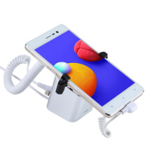 Supporto/allarme antifurto per cellulare A29 con colonna quadrata in alluminio e artigli a pinza, compatibile con Android e interfaccia Micro-USB.