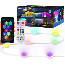 Luz exterior Bluetooth para aleros, colorida, impermeable, con control inteligente, ideal para fiestas; Modelo: 15 metros, 30 luces (estándar europeo