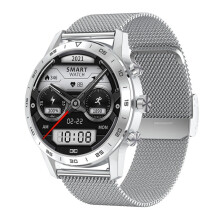 Loaniy DT70 analoge en digitale smartwatch met dubbel display en belfunctie (zilver/staal): zilver/staal verrassingscadeau