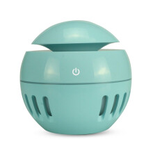 Humidificador USB con acabado de madera, control remoto compatible, lámpara de aromaterapia calada de siete colores y pulverizador de alcohol (azul c