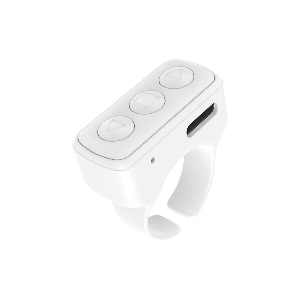 Bluetooth Three-Button Compatible Remote Control Ring Video Controller, Novel Page-Turning And Photo-Taking Tool (White) : Surprise Gift White 9072918034270