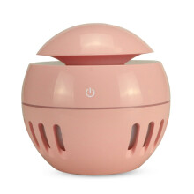 Humidificador USB con acabado de madera, control remoto compatible, lámpara de aromaterapia calada de siete colores y pulverizador de alcohol (rosa):