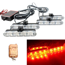 Ein- bis vierfach fahrzeugmontierte 16-LED-Kühlergrill-Blinkwarnleuchte mit kompatibler drahtloser Fernbedienung (Rot) :rotes Überraschungsgeschenk