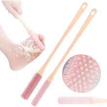 (Pink, 1 set) Cepillo limpieza pies mango largo esponja ducha cerdas suaves hombres mujeres mayores
