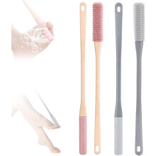 (Grey+pink, 2 set) Escova Limpeza Dedos Cabo Longo Esfoliante Pés Banho Borracha Macia Unissex
