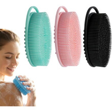 (Green+pink+black, -) Siliconen bodyscrubber 3 pack exfoliërende zachte loofah voor gevoelige huid douche essentieel