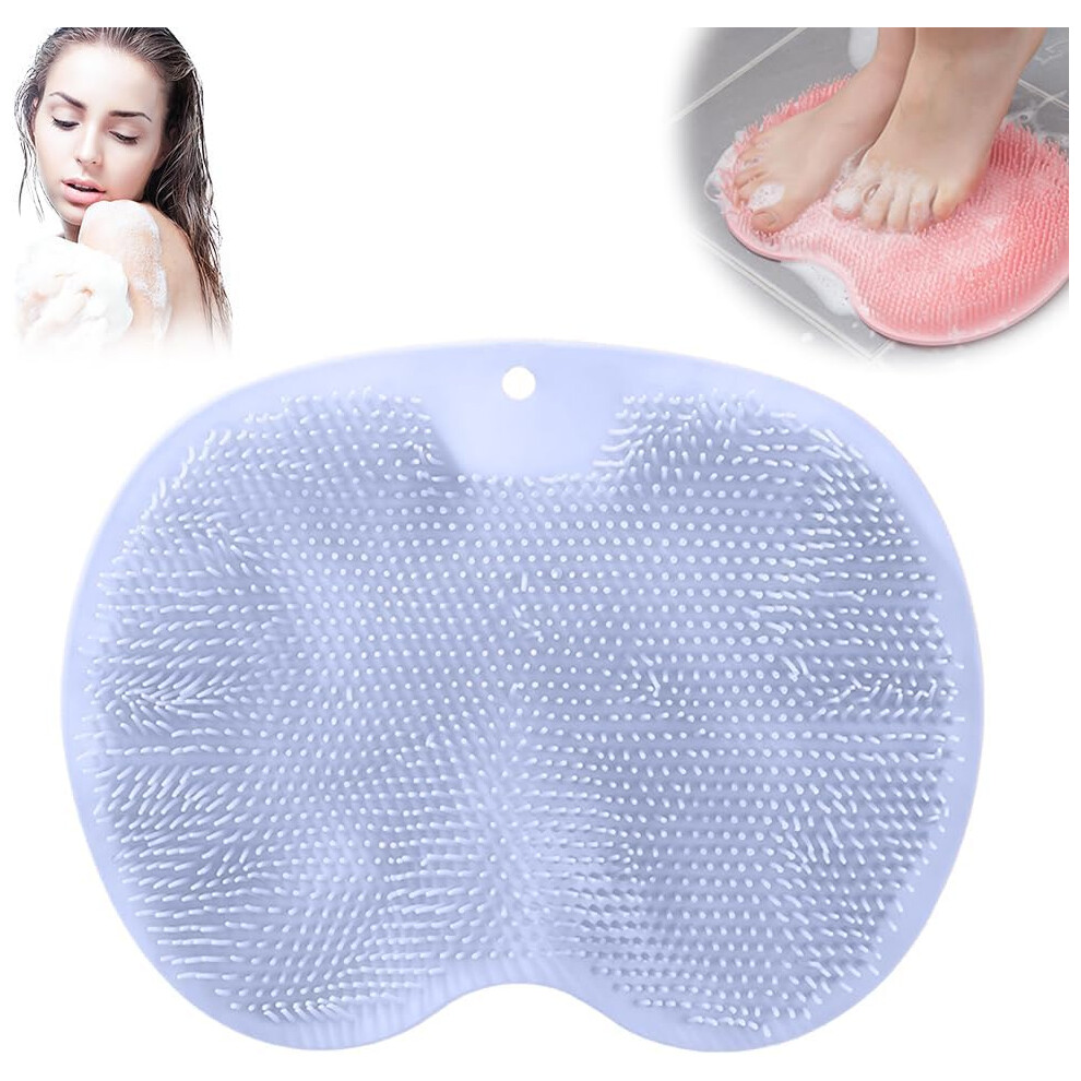 Oimg Blue (, -) Shower Foot & Back Scrubber Â Silicone Mat With Suction Cup For Bath