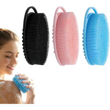 (Blue+pink+black, -) Siliconen bodyscrubber 3 pack exfoliërende zachte loofah voor gevoelige huid douche essentieel