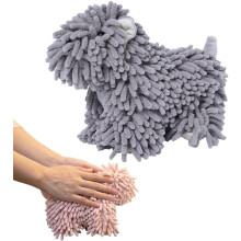 (Grey-1pc, -) Serviette Main Chiot Peluche Douce, Boule Serviette Microfibre Absorbante, Poup Doux Salle Bain