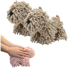 (Brown-2pc, -) Serviette Main Chiot Peluche Douce, Boule Serviette Microfibre Absorbante, Poup Doux Salle Bain