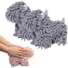 (Grey-2pc, -) Serviette Main Chiot Peluche Douce, Boule Serviette Microfibre Absorbante, Poup Doux Salle Bain