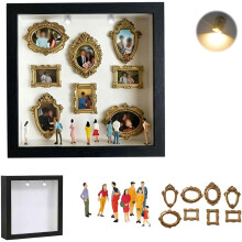 (Black, -) DIY Mini Museum Shadow Box Frame Kit, Memory Display with LED Lights, Wedding Anniversary Keepsake