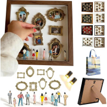 (B, 8 frame) Personalised Mini Museum Kit, DIY Shadow Box with Figurines & Spotlights, Anniversary Gift