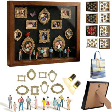 (B, 10 frame) Personalised Mini Museum Kit, DIY Shadow Box with Figurines & Spotlights, Anniversary Gift