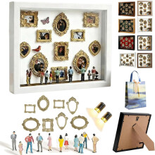(D, 10 frame) Personalised Mini Museum Kit, DIY Shadow Box with Figurines & Spotlights, Anniversary Gift